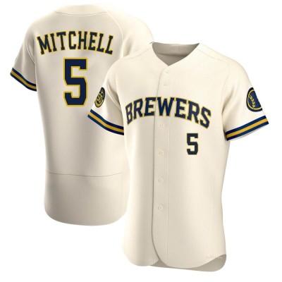 Men's Garrett Mitchell Milwaukee Brewers Authentic Cream Home Jersey