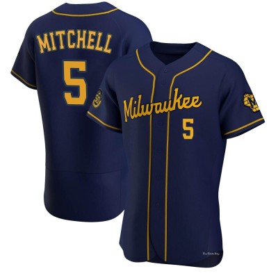 Men's Garrett Mitchell Milwaukee Brewers Authentic Navy Alternate Jersey