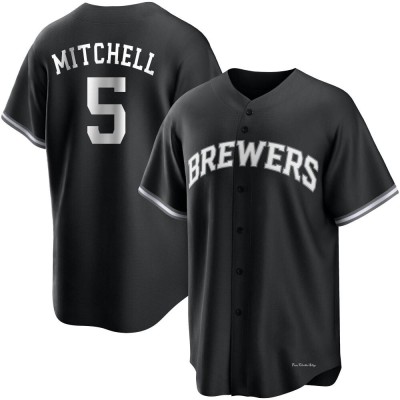 Men's Garrett Mitchell Milwaukee Brewers Replica Black/White Jersey