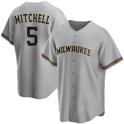 Men's Garrett Mitchell Milwaukee Brewers Replica Gray Road Jersey