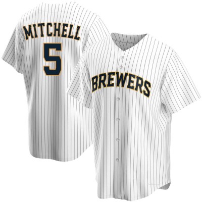 Men's Garrett Mitchell Milwaukee Brewers Replica White Home Jersey