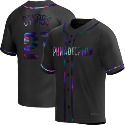 Men's Garrett Stubbs Philadelphia Phillies Replica Black Holographic Alternate Jersey