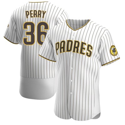 Men's Gaylord Perry San Diego Padres Authentic White/Brown Home Jersey