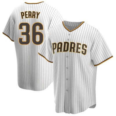 Men's Gaylord Perry San Diego Padres Replica White/Brown Home Jersey