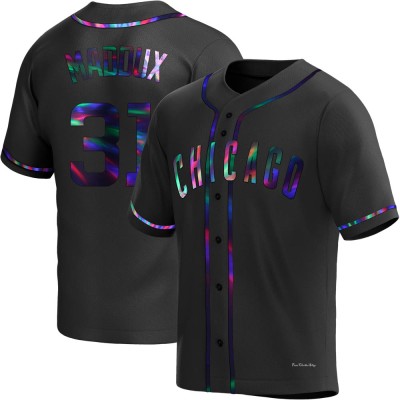 Men's Greg Maddux Chicago Cubs Replica Black Holographic Alternate Jersey