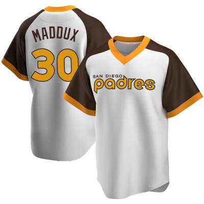 Men's Greg Maddux San Diego Padres Replica White Home Cooperstown Collection Jersey