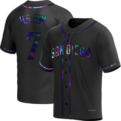 Men's Ha-Seong Kim San Diego Padres Replica Black Holographic Alternate Jersey