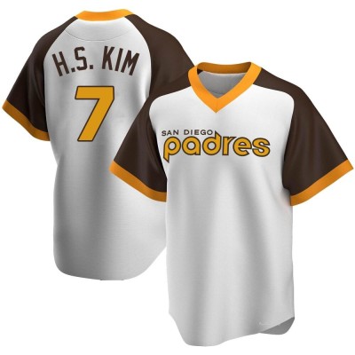 Men's Ha-Seong Kim San Diego Padres Replica White Home Cooperstown Collection Jersey