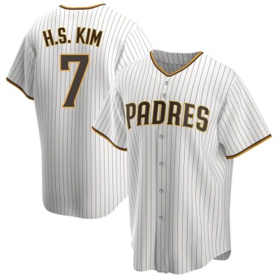 Men's Ha-Seong Kim San Diego Padres Replica White/Brown Home Jersey