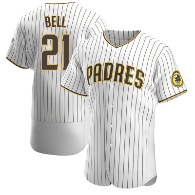 Men's Heath Bell San Diego Padres Authentic White/Brown Home Jersey