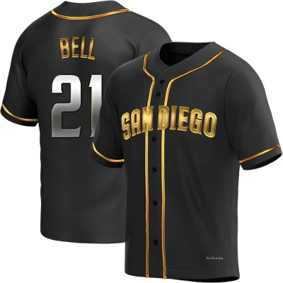 Men's Heath Bell San Diego Padres Replica Black Golden Alternate Jersey