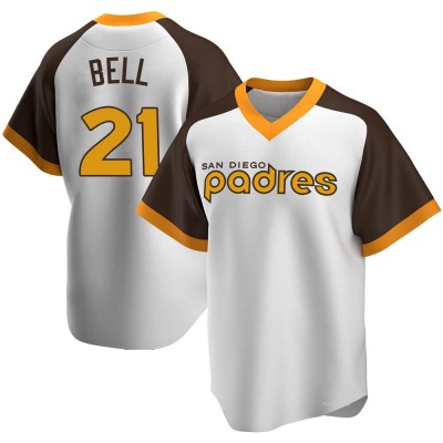 Men's Heath Bell San Diego Padres Replica White Home Cooperstown Collection Jersey