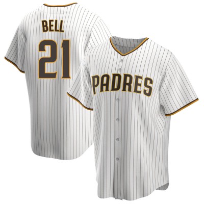 Men's Heath Bell San Diego Padres Replica White/Brown Home Jersey