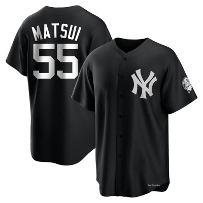 Men's Hideki Matsui New York Yankees Replica Black/White Jersey