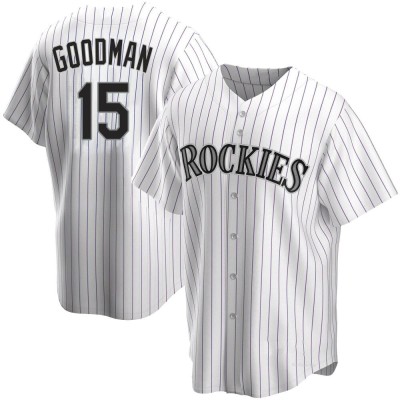 Men's Hunter Goodman Colorado Rockies Replica White Home Jersey