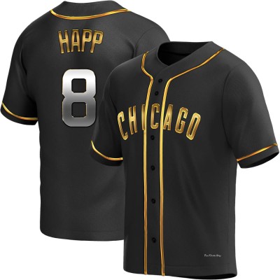 Men's Ian Happ Chicago Cubs Replica Black Golden Alternate Jersey