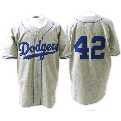 Men's Jackie Robinson Los Angeles Dodgers Authentic Grey Throwback Jersey