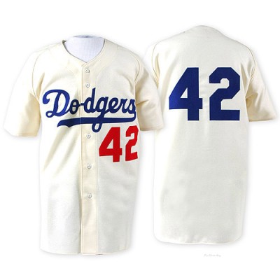 Men's Jackie Robinson Los Angeles Dodgers Authentic White 1955 Throwback Jersey