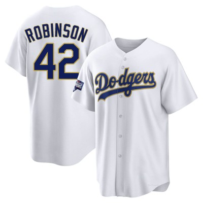 Men's Jackie Robinson Los Angeles Dodgers Replica White/Gold 2021 Gold Program Player Jersey