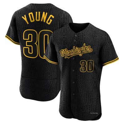 Men's Jacob Young Washington Nationals Authentic Black Snake Skin City Jersey