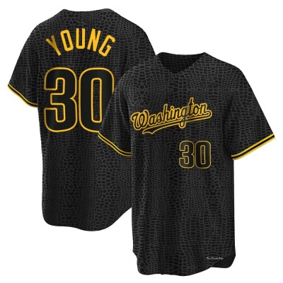 Men's Jacob Young Washington Nationals Replica Black Snake Skin City Jersey