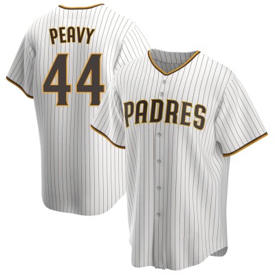 Men's Jake Peavy San Diego Padres Replica White/Brown Home Jersey