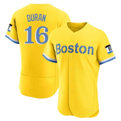 Men's Jarren Duran Boston Red Sox Authentic Gold/Light Blue 2021 City Connect Jersey