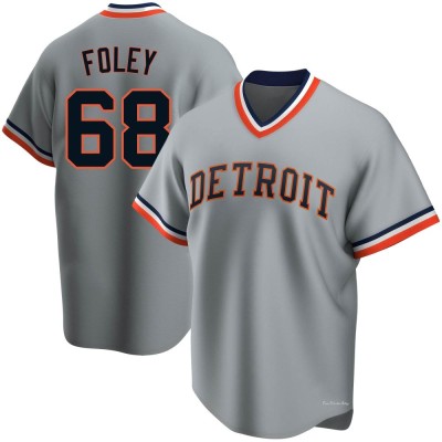 Men's Jason Foley Detroit Tigers Replica Gray Road Cooperstown Collection Jersey