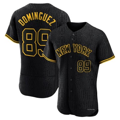 Men's Jasson Dominguez New York Yankees Authentic Black Snake Skin City Jersey