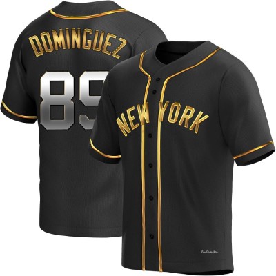 Men's Jasson Dominguez New York Yankees Replica Black Golden Alternate Jersey