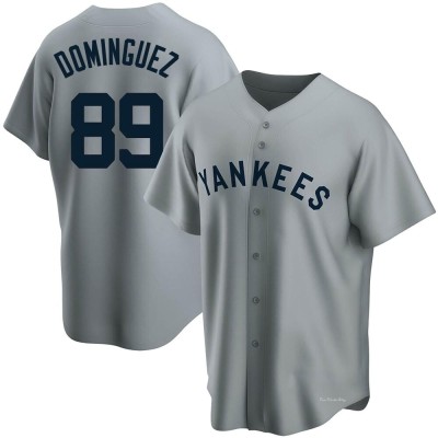 Men's Jasson Dominguez New York Yankees Replica Gray Road Cooperstown Collection Jersey