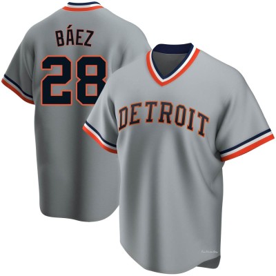 Men's Javier Baez Detroit Tigers Replica Gray Road Cooperstown Collection Jersey