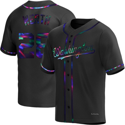 Men's Jayson Werth Washington Nationals Replica Black Holographic Alternate Jersey