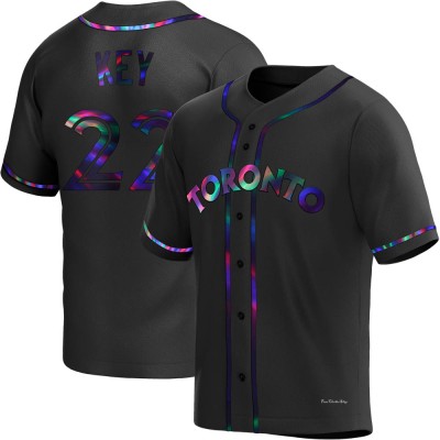 Men's Jimmy Key Toronto Blue Jays Replica Black Holographic Alternate Jersey