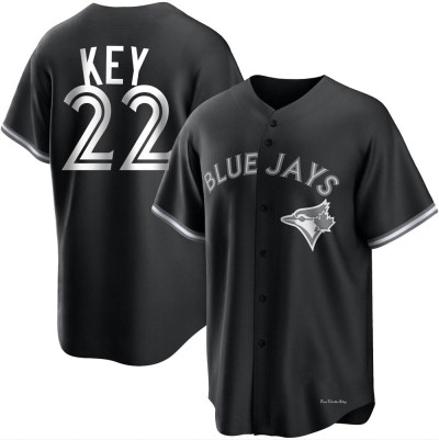 Men's Jimmy Key Toronto Blue Jays Replica Black/White Jersey