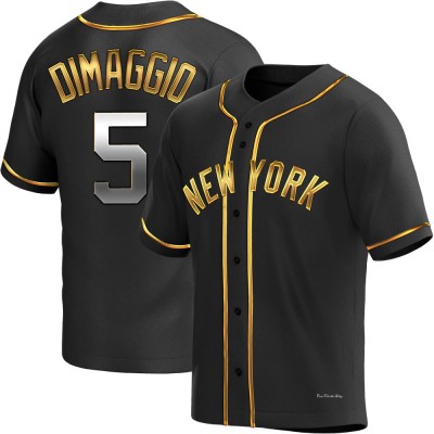 Men's Joe DiMaggio New York Yankees Replica Black Golden Alternate Jersey