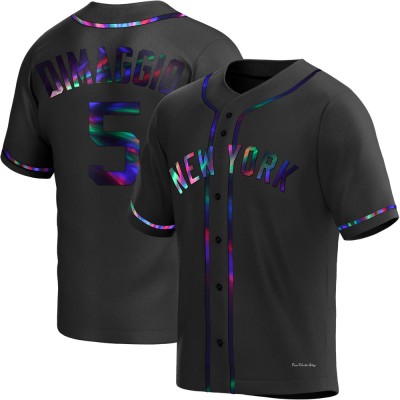 Men's Joe DiMaggio New York Yankees Replica Black Holographic Alternate Jersey