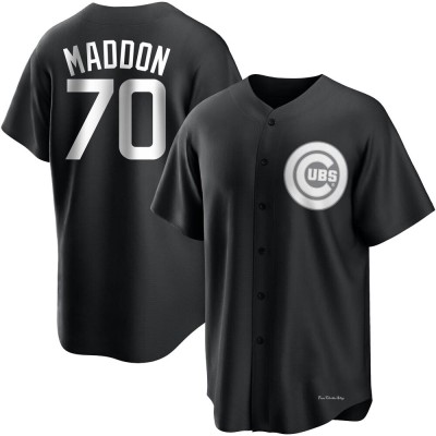 Men's Joe Maddon Chicago Cubs Replica Black/White Jersey