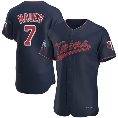 Men's Joe Mauer Minnesota Twins Authentic Navy Alternate 60th Season Team Jersey