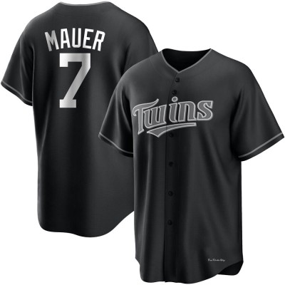 Men's Joe Mauer Minnesota Twins Replica Black/White Jersey