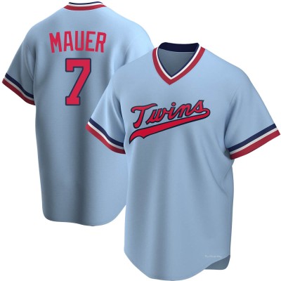 Men's Joe Mauer Minnesota Twins Replica Light Blue Road Cooperstown Collection Jersey