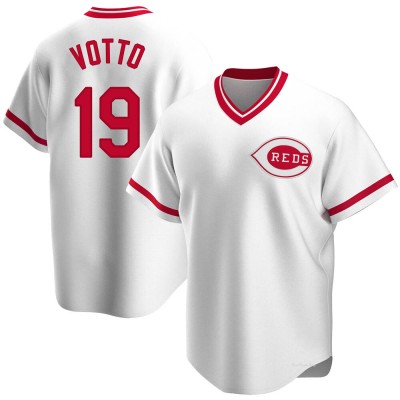 Men's Joey Votto Cincinnati Reds Replica White Home Cooperstown Collection Jersey