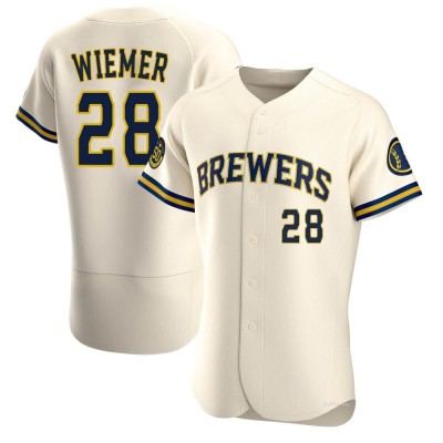 Men's Joey Wiemer Milwaukee Brewers Authentic Cream Home Jersey