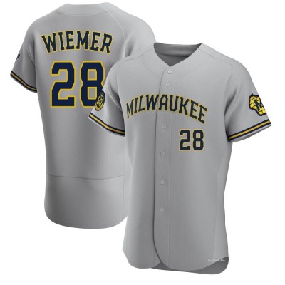 Men's Joey Wiemer Milwaukee Brewers Authentic Gray Road Jersey