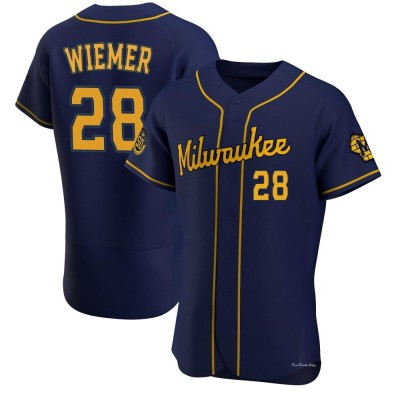 Men's Joey Wiemer Milwaukee Brewers Authentic Navy Alternate Jersey