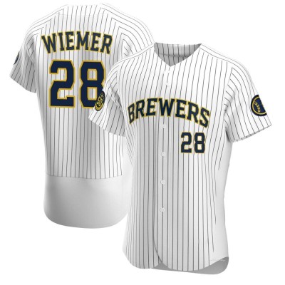 Men's Joey Wiemer Milwaukee Brewers Authentic White Alternate Jersey