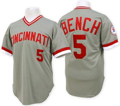 Men's Johnny Bench Cincinnati Reds Authentic Grey Throwback Jersey