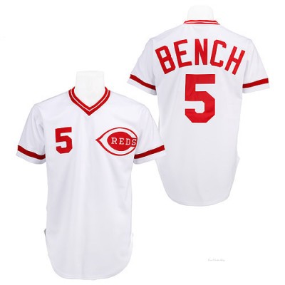 Men's Johnny Bench Cincinnati Reds Authentic White Throwback Jersey