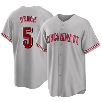 Men's Johnny Bench Cincinnati Reds Replica Gray Road Jersey