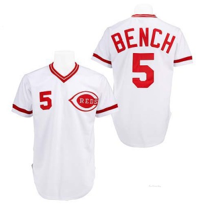 Men's Johnny Bench Cincinnati Reds Replica White Throwback Jersey